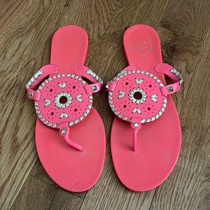 GUC Jack Rogers Pink and Gold Size 10 Georgica Jelly Flip Flops